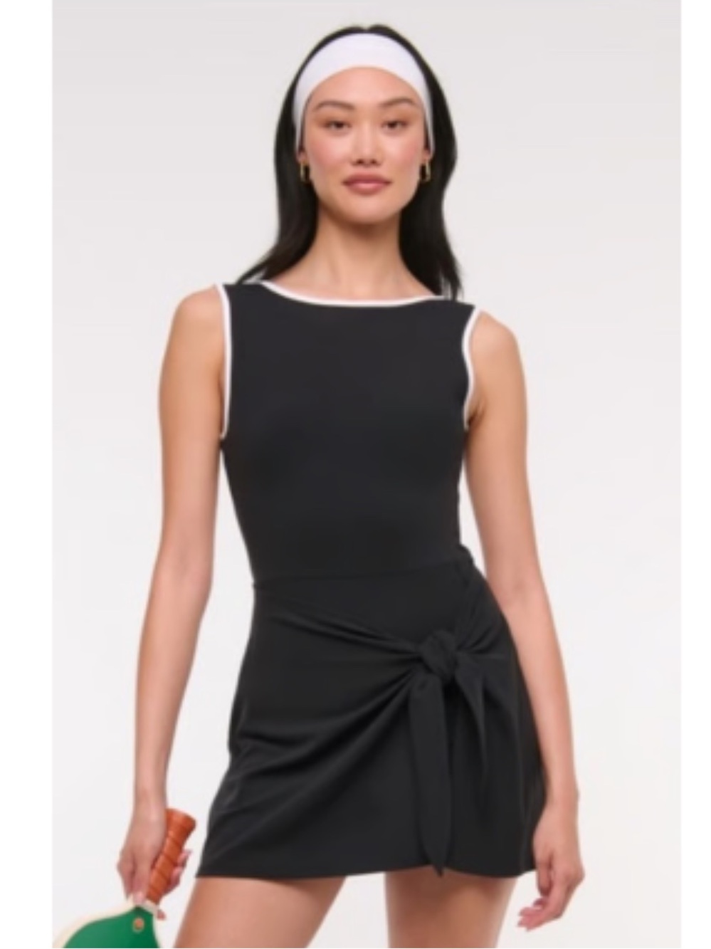 Abercrombie & Fitch YPB Black Athletic Dress with White Trim and tie front